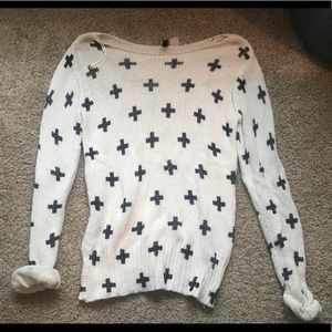 White and black X sweater